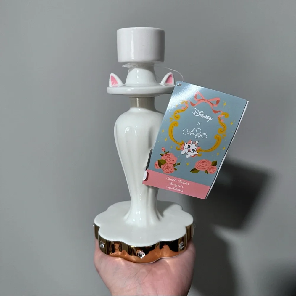NWT Disney Aristocats Duchess White and Gold Candle Holder